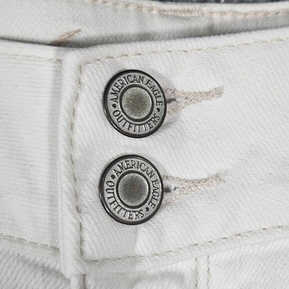 VTG American Eagle White Stretch Skinny Jeans Size 8 Button Fly Crop Ankle - Picture 9 of 16